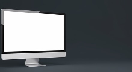Blank Computer Screen Mockup of Modern Desktop Display on Dark Background