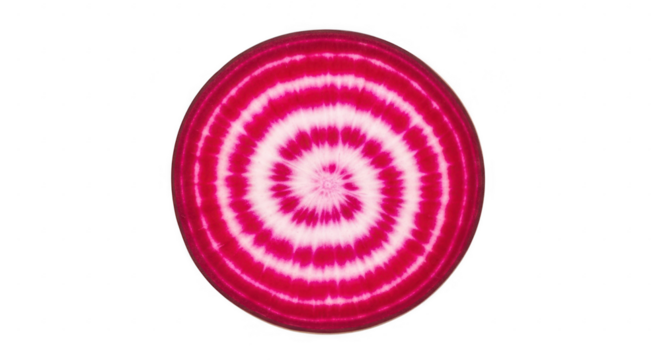 A vibrant slice of beet with its concentric circles and deep red color is displayed against a transparent background