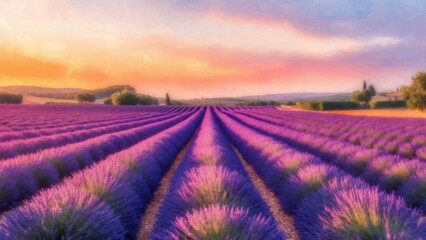 Obraz premium Lavender field at sunrise