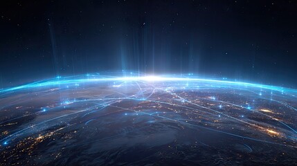 Global network of interconnected cities.