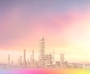 Fototapeta premium Refinery at sunset with pastel colors