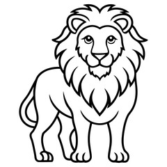 A line drawing of a majestic lion