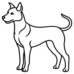 A line drawing of a pitbull dog standing