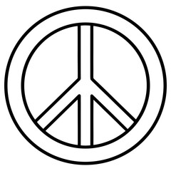 A simple black and white peace symbol isolated on a white background