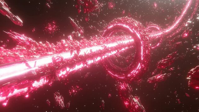 Cosmic Red Rings: Abstract Space Structures and Light Beams in Deep Space