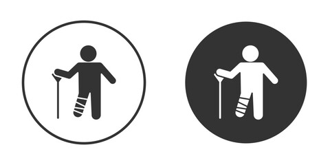 Man with broken leg icon, symbol, Vector pictogram. Simple element illustration.