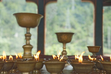 candles in a buddhism temple
