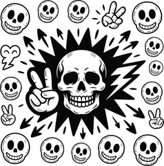 A seamless pattern featuring menacing skull and crossbones designs, perfect for gothic or pirate-themed illustrations evoking danger and horror