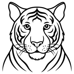 A striking outline drawing of a tigers face