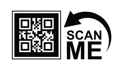 Scan QR code icon. Digital scanning qr code. QR code scan for smartphone. Scan Here text on top of the qr code