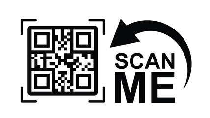 Scan QR code icon. Digital scanning qr code. QR code scan for smartphone. Scan Here text on top of the qr code
