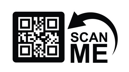 Scan QR code icon. Digital scanning qr code. QR code scan for smartphone. Scan Here text on top of the qr code