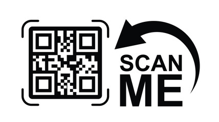Scan QR code icon. Digital scanning qr code. QR code scan for smartphone. Scan Here text on top of the qr code