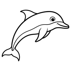 A playful dolphin jumps out of the water, isolated on a white background