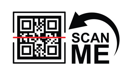 Scan QR code icon. Digital scanning qr code. QR code scan for smartphone. Scan Here text on top of the qr code