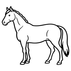 A majestic horse standing in profile, depicted in a line art drawing