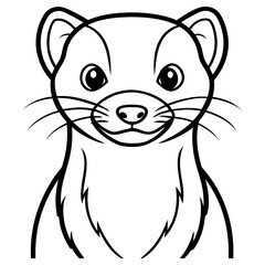A cute ferret face in a simple line art drawing