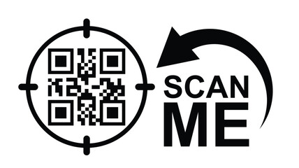 Fototapeta premium Scan QR code icon. Digital scanning qr code. QR code scan for smartphone. Scan Here text on top of the qr code