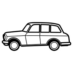 Vintage car outline isolated on white background
