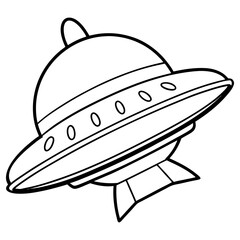 An angled flying saucer or ufo illustration isolated on white