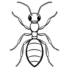 A detailed illustration of an ant, isolated on a white background