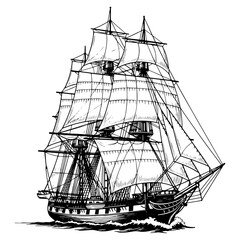 Majestic galleon ship sailing on open sea, a vintage nautical vessel for adventure and exploration era © Ibnu Gazali