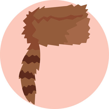 Traditional fur hat with a raccoon tail, popularized by American frontiersmen.