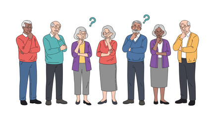 Obraz premium Elderly individuals pondering questions and seeking answers in a group setting