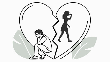 Symbolic Broken Heart Split in Two with Fractured Edges and Emotional Impact
