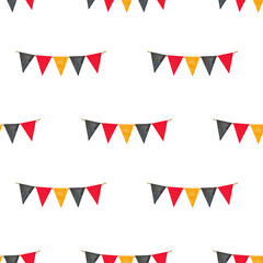 Obraz premium Seamless pattern with festive garlands. Watercolor illustration in red yellow and black colors