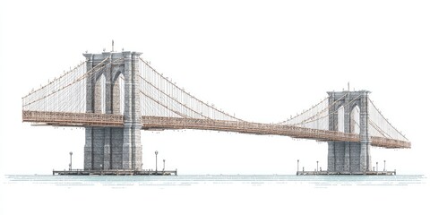 Naklejka premium Detailed illustration of the Brooklyn Bridge