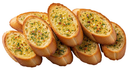Isolated garlic bread slices