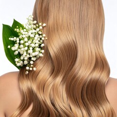 Blonde hair with lily of the valley