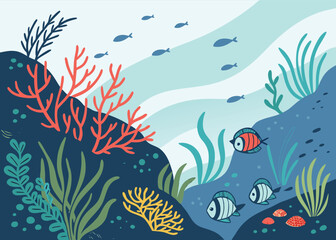 Obraz premium Colorful Coral Reef Teeming with Tropical Fish, Vibrant Anemones, and Diverse Marine Life