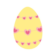 HandDrawn Easter Egg with Hearts Garlands Sticker Icon Pictogram Easter Greeting Design element idea