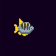 Tropical fish. Aquarium fish. Pixel art icon. 