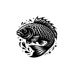 A striking illustration of a carp swimming in water