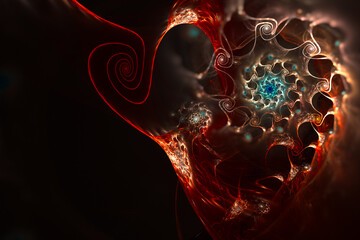 Connected spirals - abstract fractal background with copy space.