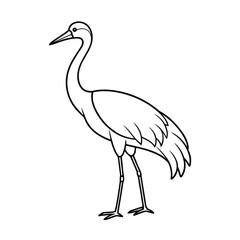 cranes coloring page on white background