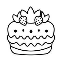 cute cartoon cake with strawberry cute cake vector
