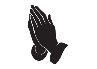 praying hands logo silhouette vector, hand praying logo icon design illustration, black silhouette praying hands logo vector, Religion praying hands logo vector silhouette on white background 