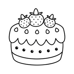 cute cartoon cake with strawberry cute cake vector