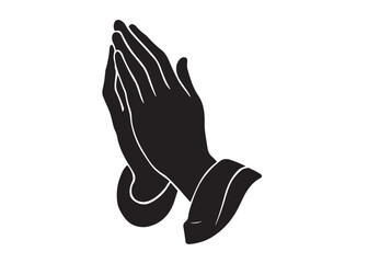 praying hands logo silhouette vector, hand praying logo icon design illustration, black silhouette praying hands logo vector, Religion praying hands logo vector silhouette on white background 