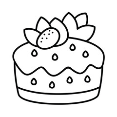 cute cartoon cake with strawberry cute cake vector