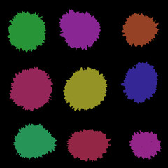 Colorful abstract shapes on a black background, showcasing diversity and a sense of artistic creativity. The shapes feature irregular edges and vivid colors.