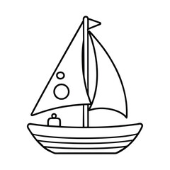cute cartoon sailboat coloring page for kid white background 