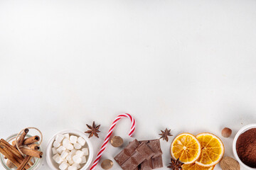 Ingredients for making hot chocolate