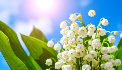 Blossoming lilies against a bright sky