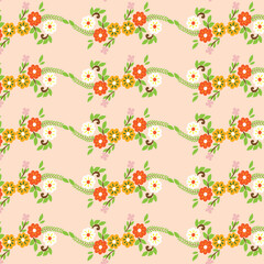 Floral pattern of small flowers and leaves for fabric	
