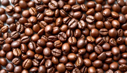 Obraz premium Roasted coffee beans arranged in a close-up shot, showcasing their rich color and texture